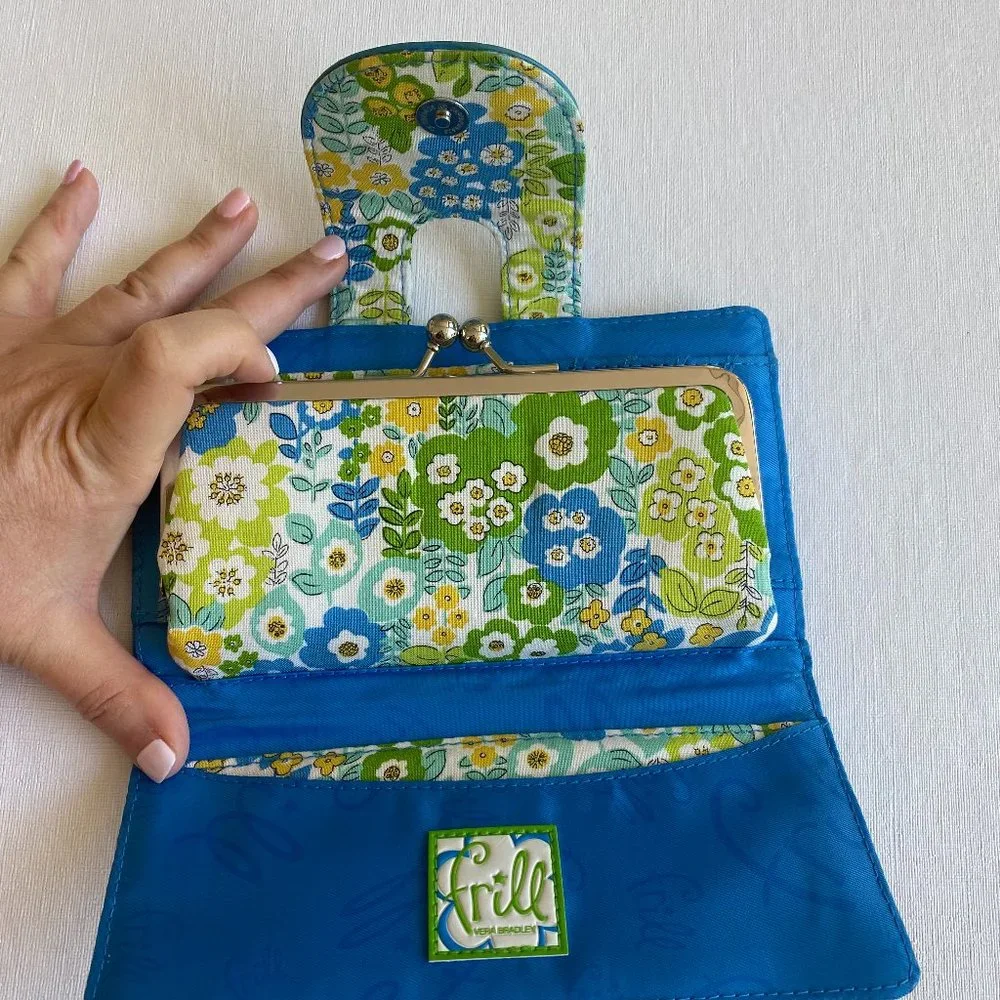 Frill by Vera Bradley Wallet in Blue, Green, & Yellow w/ Coin Purse Inside - Picture 9 of 9